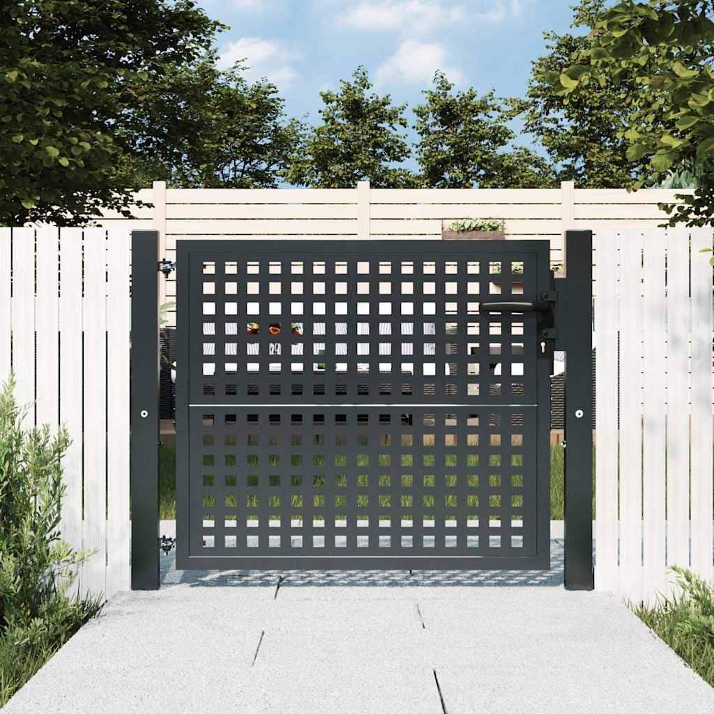 vidaXL Garden Gate Anthracite 39.4x29.5" Steel - 41.3 x 49.2"