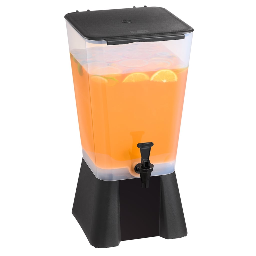 Black 5 Gallon Plastic Wide Mouth Beverage Dispenser with Leak-Proof Spigot for Events or Parties - 13.8 x 11 x 22.4 in