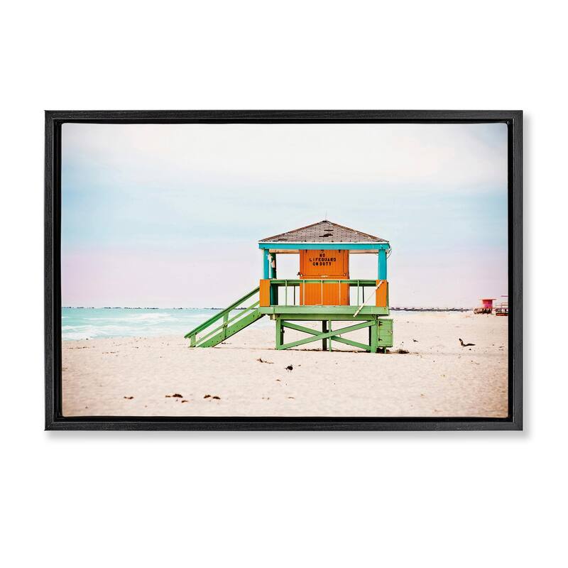 Stupell No Lifeguard On Duty Framed Floater Canvas Wall Art Design By Seven Trees Design - 25 x 17 - Black