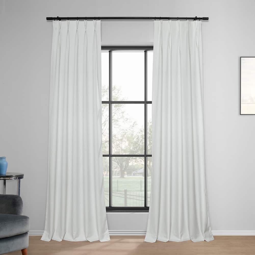 Exclusive Fabrics Solid Performance Linen French Pleated Thermal Blackout Curtains for Bedroom & Living Room Curtains (1 Panel)