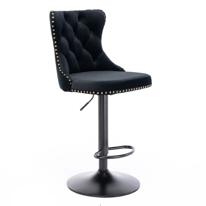 Swivel Velvet Barstools Adjusatble Seat Height from 25-33 Inch,17.7 inch base