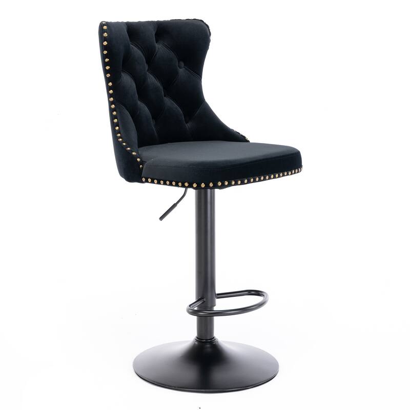 Velvet Upholstered Counter Height Wingback Barstools, Set of 2