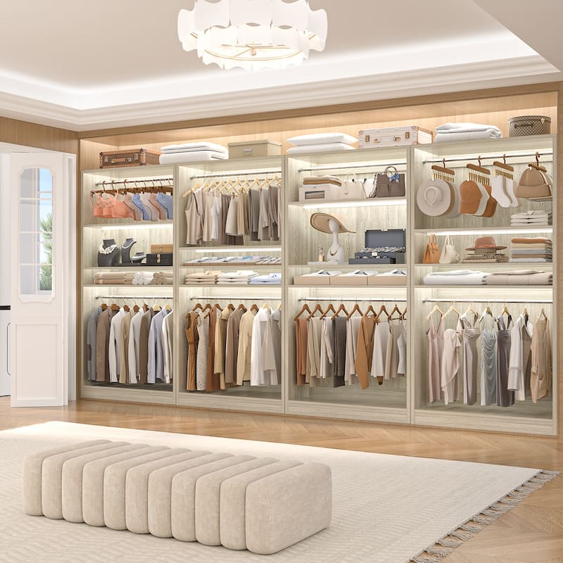 Cimly 36'' Freestanding Closet System with 2 Hanging Rods, Closet Organizer with 2 Adjustable Shelves