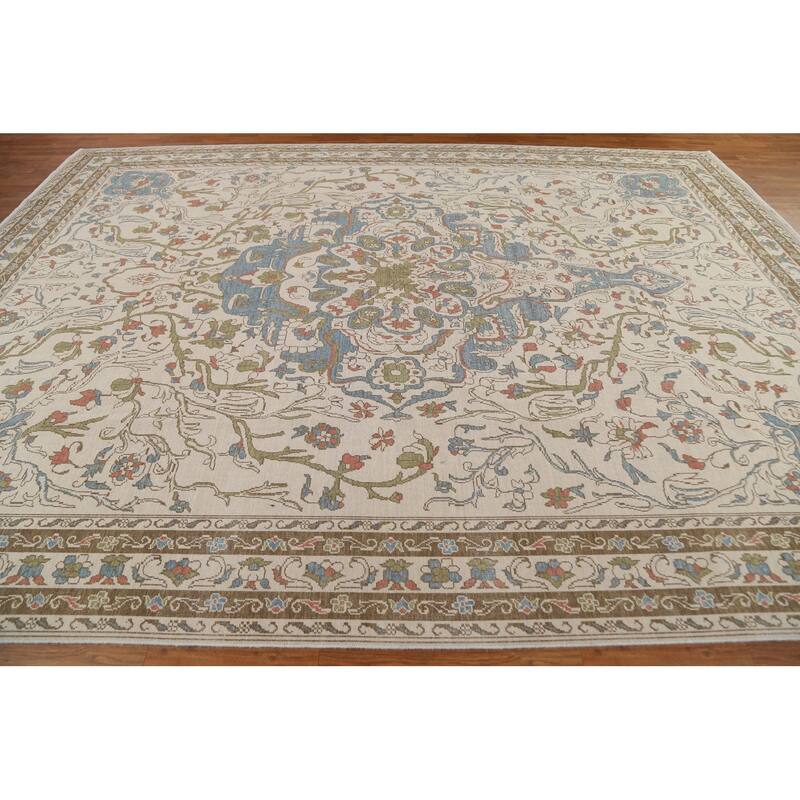 Floral Traditional Oushak Turkish Oriental Wool Area Rug Hand-knotted - 9'9" x 13'0"