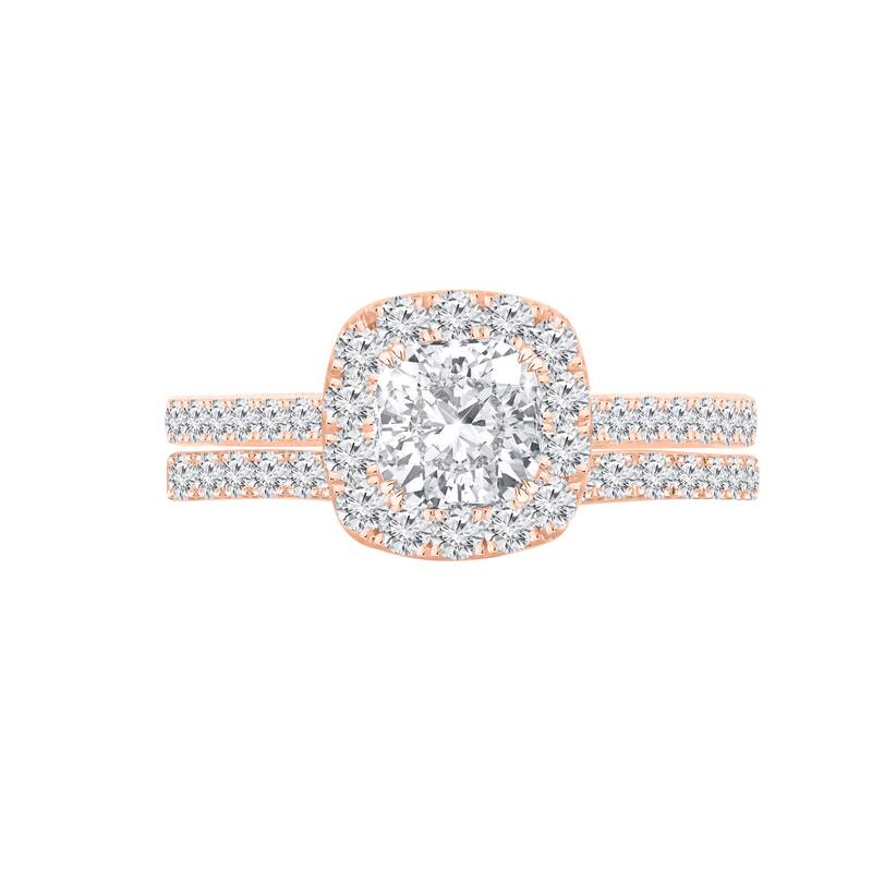 Auriya 1 3/4ctw Cushion-cut Halo Diamond Engagement Ring Set 14k Gold