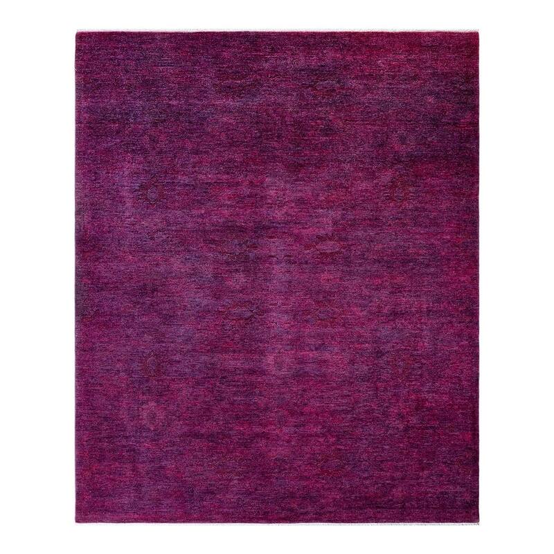 Overton Hand Knotted Wool Vintage Inspired Modern Contemporary Overdyed Pink Area Rug - 8' 3" x 9' 9"
