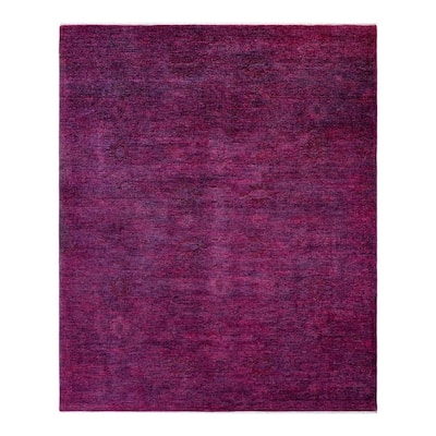 Overton Hand Knotted Wool Vintage Inspired Modern Contemporary Overdyed Pink Area Rug - 8' 3" x 9' 9"