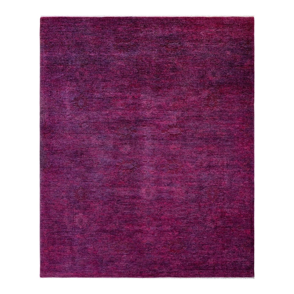 Overton Hand Knotted Wool Vintage Inspired Modern Contemporary Overdyed Pink Area Rug - 8' 3" x 9' 9"