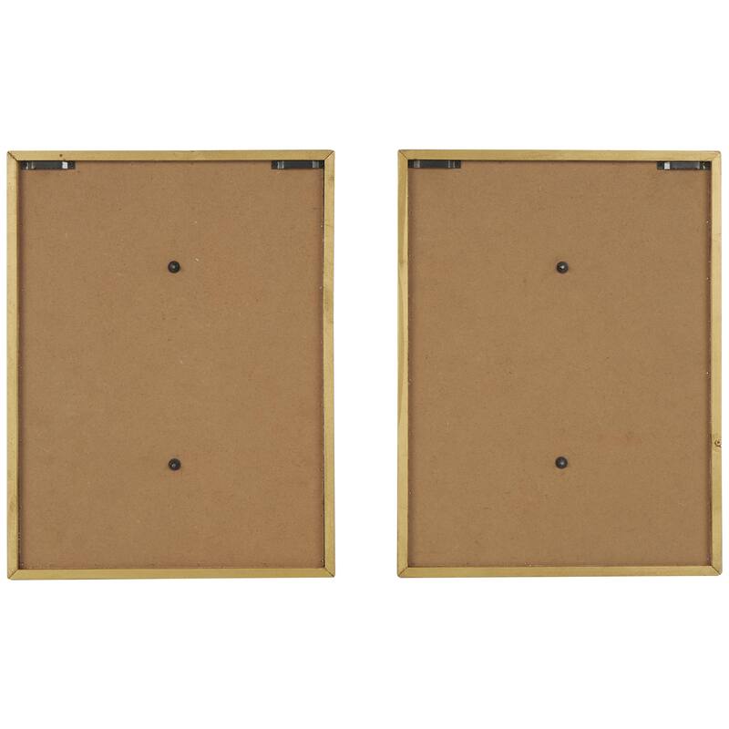 Wood Leaf 3D Home Wall Decor with Beveled Frame - Set of 2 Gold - Roche River Decor