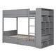 preview thumbnail 5 of 7, Grey Wood Bunk Bed With 2 Drawers and Multi-layer Cabinet, Full-length Guardrail