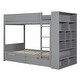 preview thumbnail 5 of 11, Twin Over Twin Bunk Bed with 2 Drawers & Multi-Layer Cabinet, Gray