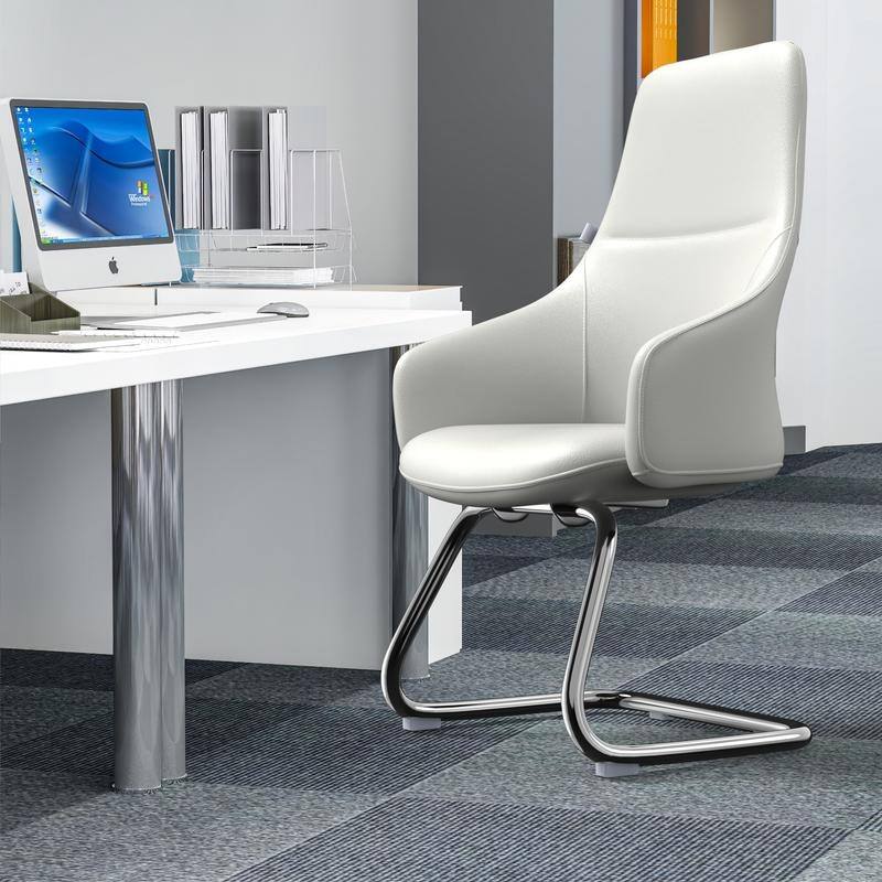 Celeste Modern Leather Office Chair with Iron Frame, Fixed Armrests, Foam Padding, Easy-Clean Upholstery & Quick Assembly