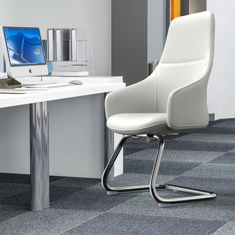 Celeste Modern Leather Office Chair with Iron Frame, Fixed Armrests, Foam Padding, Easy-Clean Upholstery & Quick Assembly