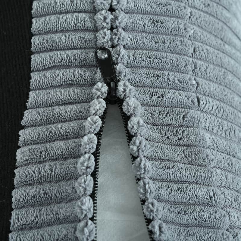 Convertible Sectional Sofa with L-Shaped Storage Chaise, Corner Sofa with Cup Holder & USB Ports, Corduroy Fabric Sleeper Sofa - Gray