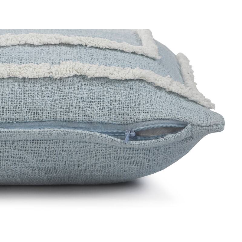 Sevita Guajira Contemporary Textured Sky Blue/White Cotton Throw Pillow