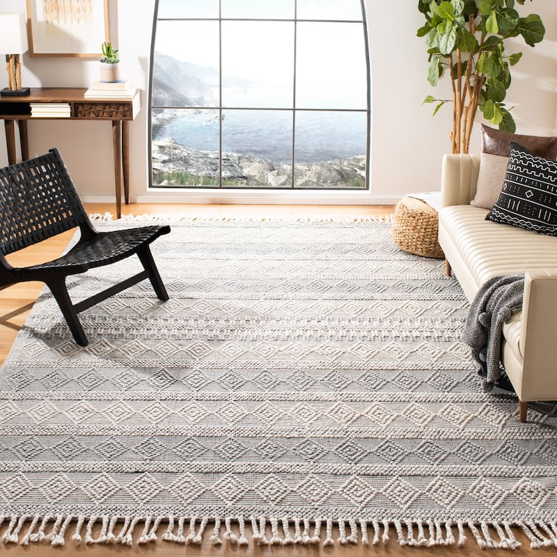 SAFAVIEH Handmade Natura Tora Wool Rug - 9' x 12' - Silver