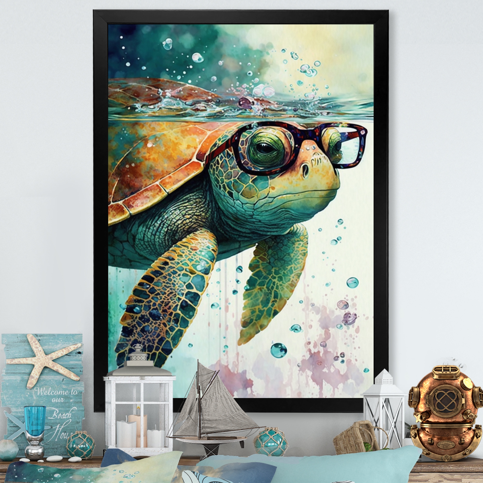 Turtle print glasses cheap