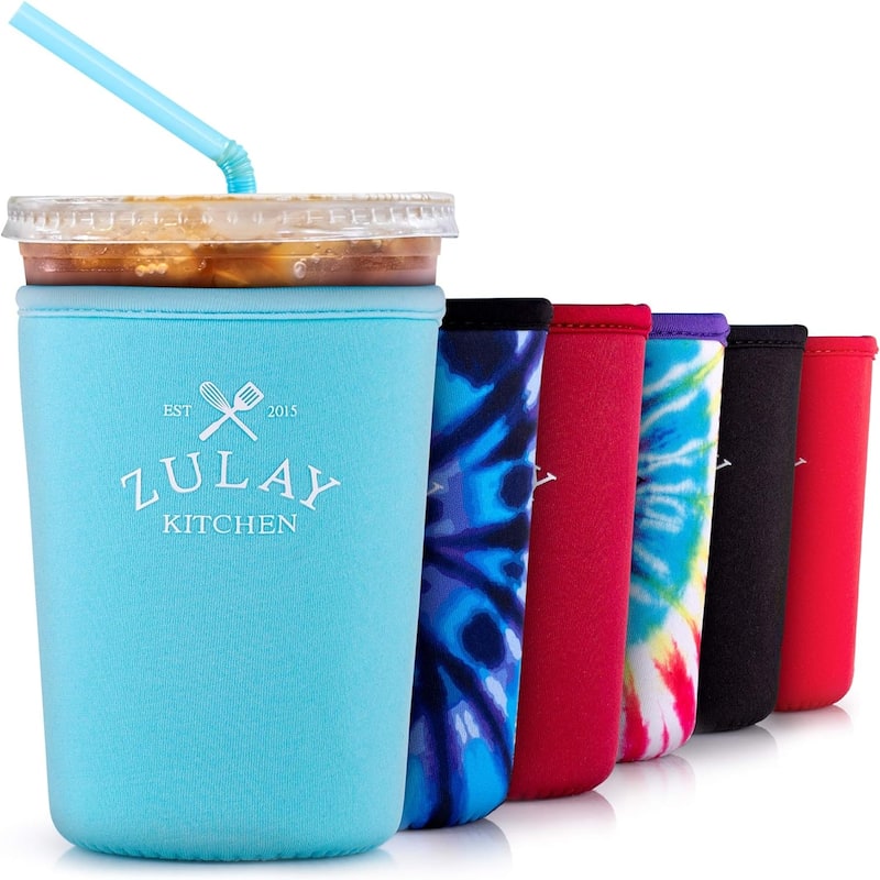 Zulay Kitchen Reusable Iced Coffee Sleeve (22oz to 24oz) - Light Blue
