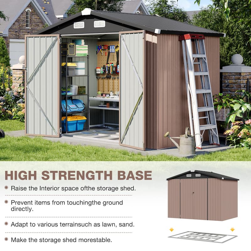 AOXUN Outdoor Storage Shed with Lockable Doors and Air Vents for Garden