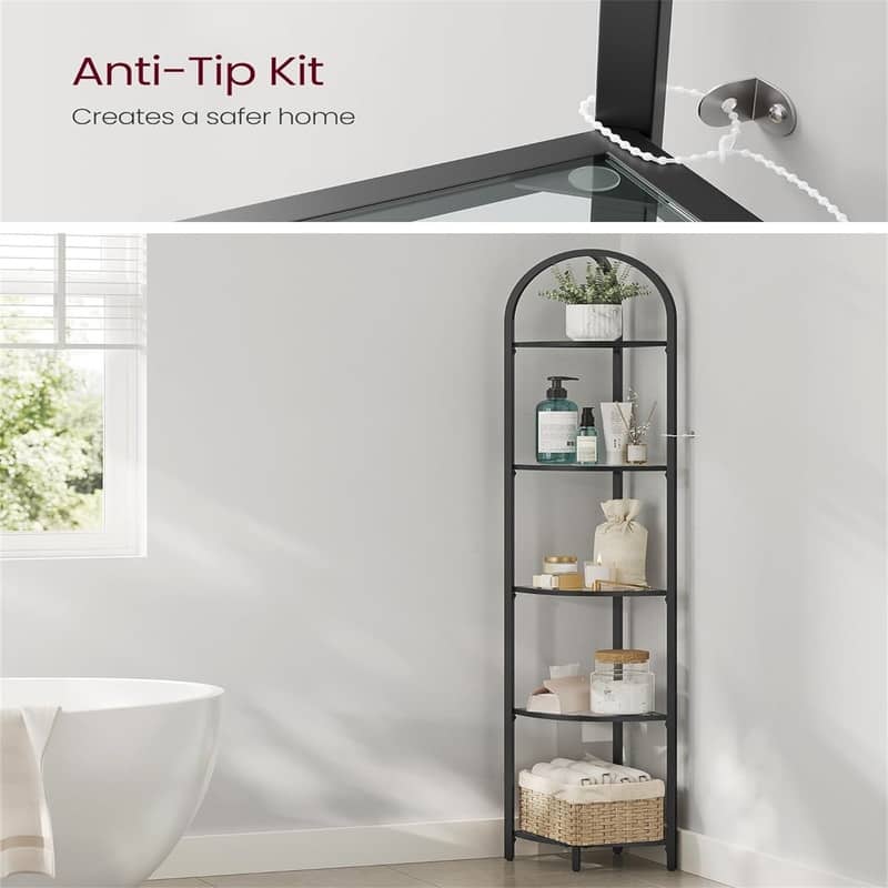 5-Tier Corner Shelf Stand - 11"D x 11"W x 62.2"H