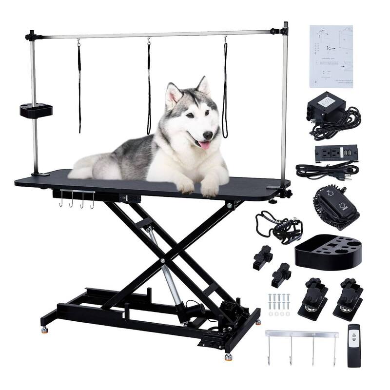 48" Hydraulic Dog Grooming Table Height Adjustable - Black