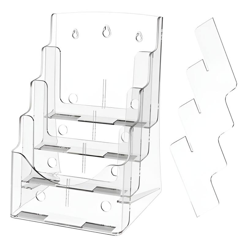 4-Tier Acrylic Flyer Holder 8.5x11, Wall Mount or Counter Stand - 9.25 x 7.87 x 13.39 in