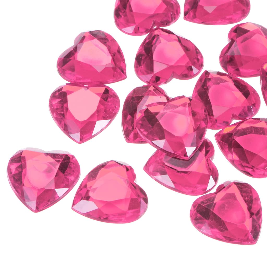 20 Pcs Acrylic Heart Rhinestone 25mm Flat Back Plastic Gems