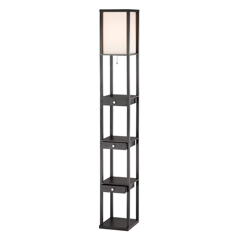 HomeRoots 72" Black Column Floor Lamp With Off White Solid Color Rectangular Shade - 10.5