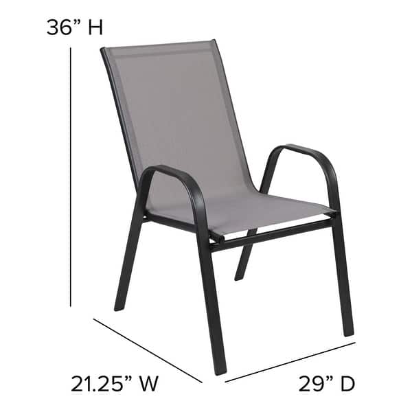 dimension image slide 0 of 4, 3 Piece Patio Dining Set - Glass Table, 2 Flex Stack Chairs
