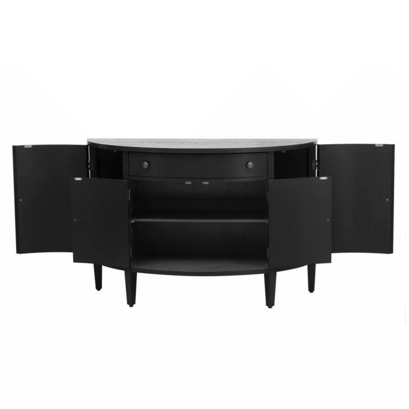 Curved Design Storage Cabinet made of Fraxinus Mandschuric Solid Wood Veneer