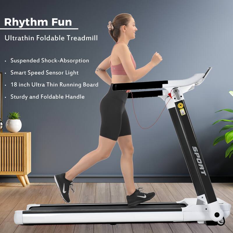 3.5HP Folding Electric Treadmill Jogging Walking MachinewHeart Monitor