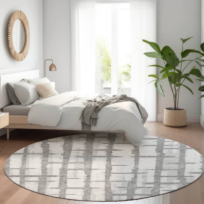 Premium Washable Super Soft Modern Contemporary Mayfield Rug - Gray - 8' x 8'