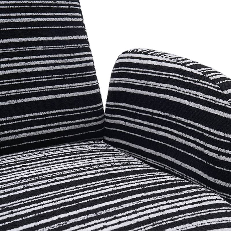 Modern Style 360° Swivel Leisure Chair Fabric Striped Armrest Swivel Chair and metal bracket, suitable for living room, balcony