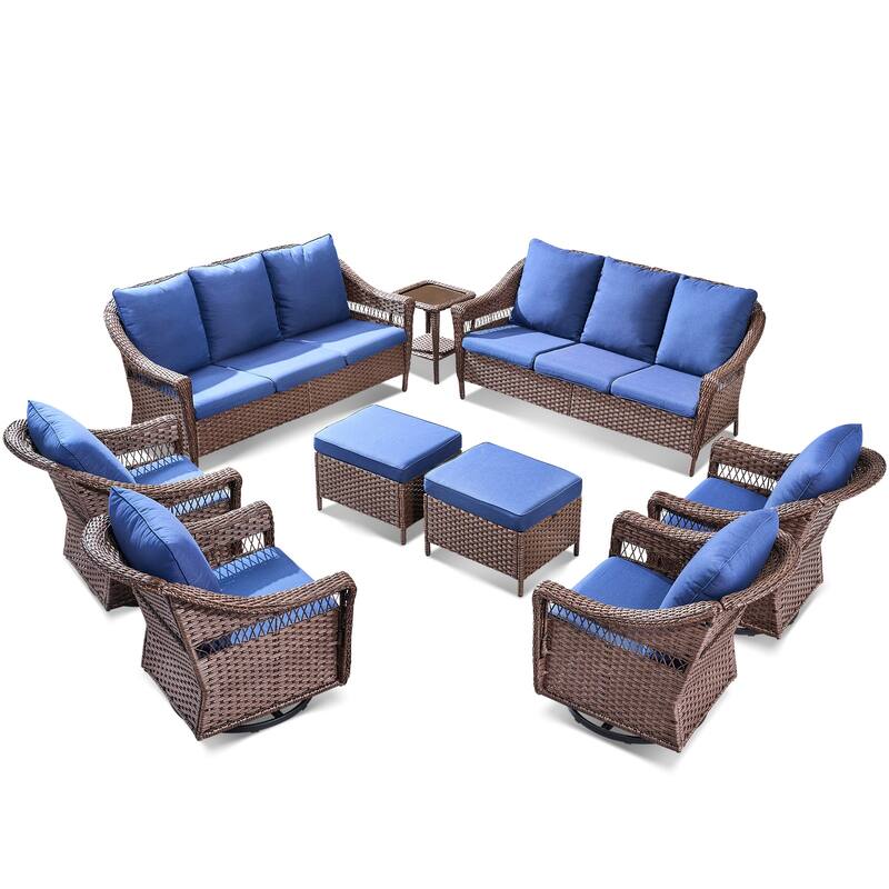 Pocassy Sofa Swivel Chair, Ottoman Patio Funiture Set