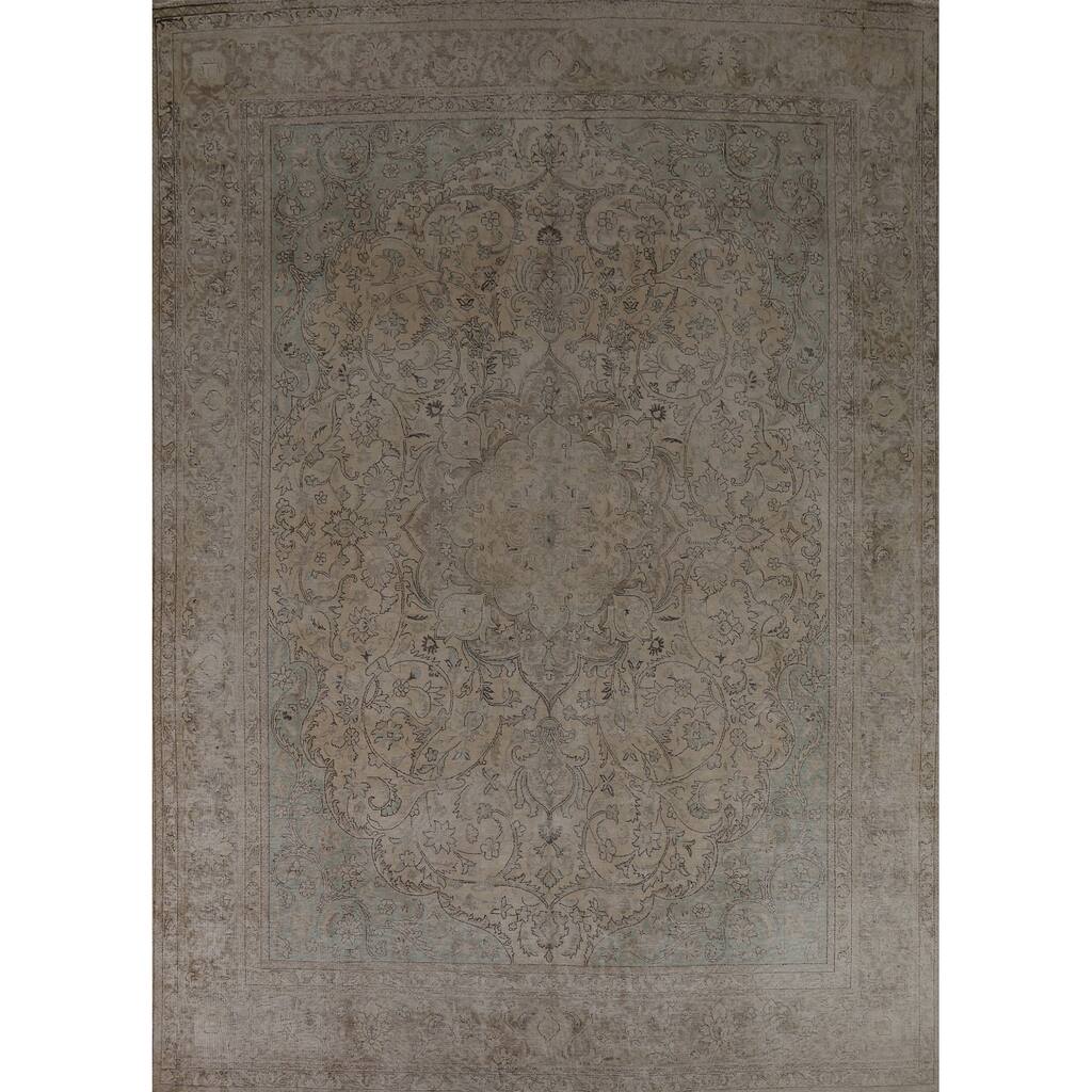 Floral Tabriz Persian Vintage Rug Handmade Bedroom Wool Carpet - 9'4" x 12'7"