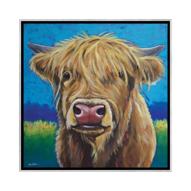 iCanvas "Highland Cow Background" by Hippie Hound Studios Framed