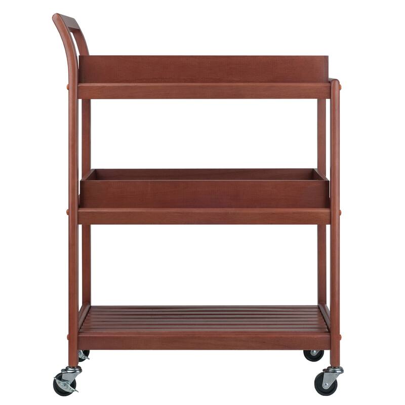 Albert 3-Tier Entertainment Cart, Walnut - 24.8 x 15.98 x 33.27 inches