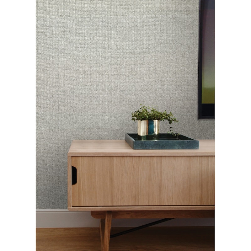 A-Street Prints Chiang Grey Grasscloth Wallpaper