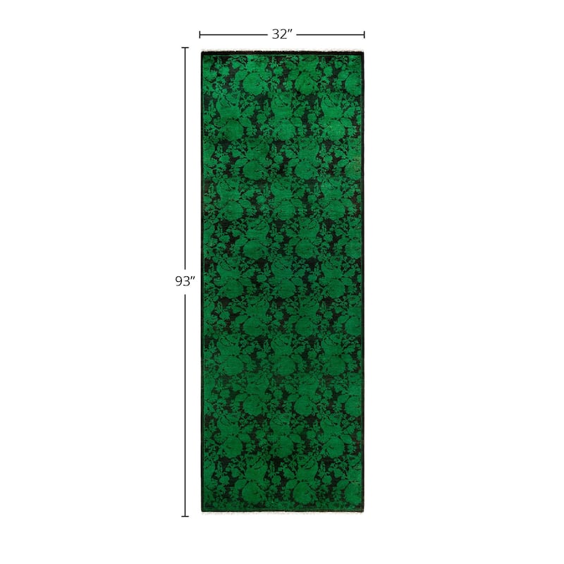 Contemporary Overdyed Wool Hand Knotted Runner - 2' 8" x 7' 9"