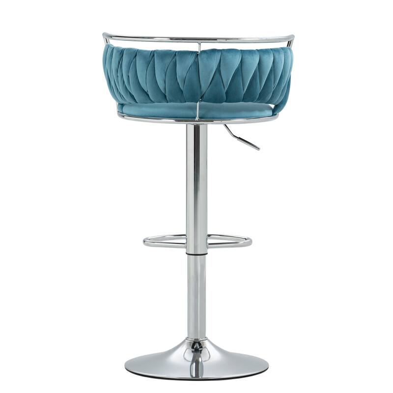 Modern Velvet Adjustable Swivel Bar Stools Set of 2