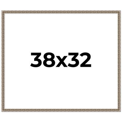 38x32 Frame Silver Versailles Ornate Solid Wood Picture Frame | 1 Inch