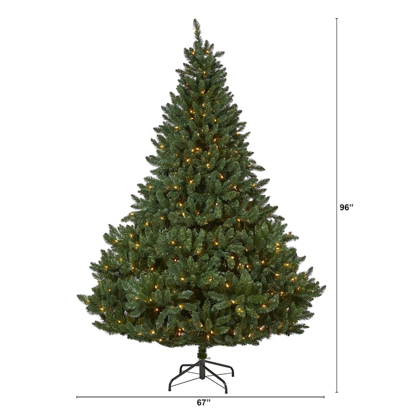 8ft. Spruce Artificial Christmas Tree with 500 Clear Lights and 1948 Branches - Classic Full Holiday X-Mas Tree