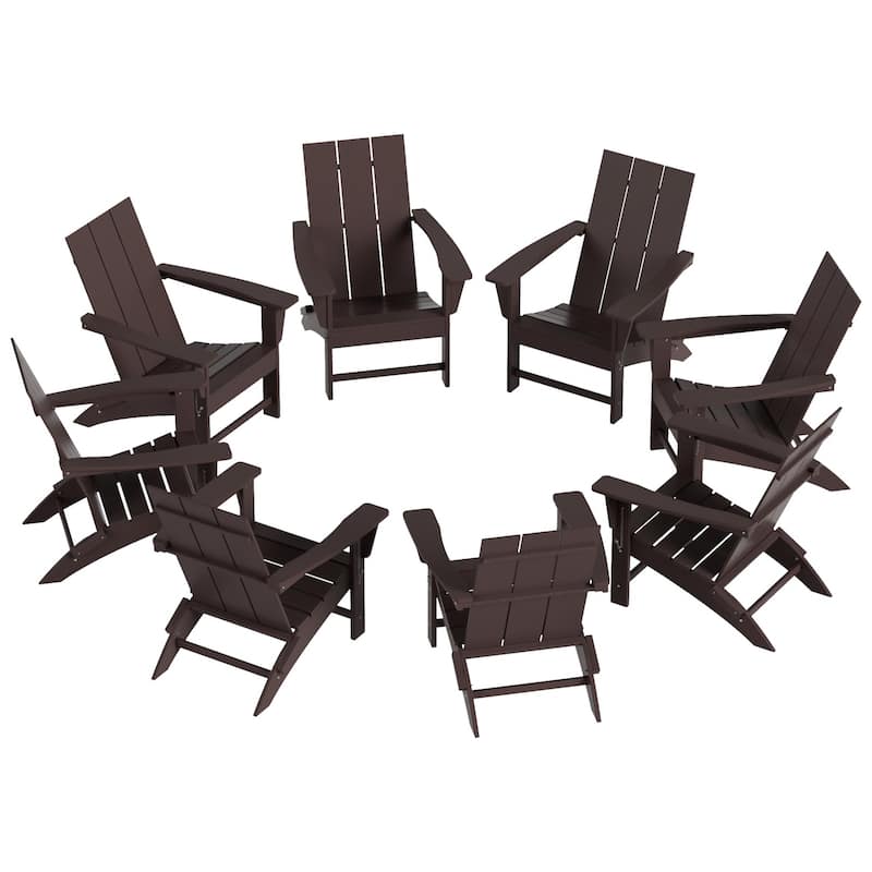 Shoreside Modern Poly Folding Eco-Friendly All Weather Adirondack Chair (Set of 8)