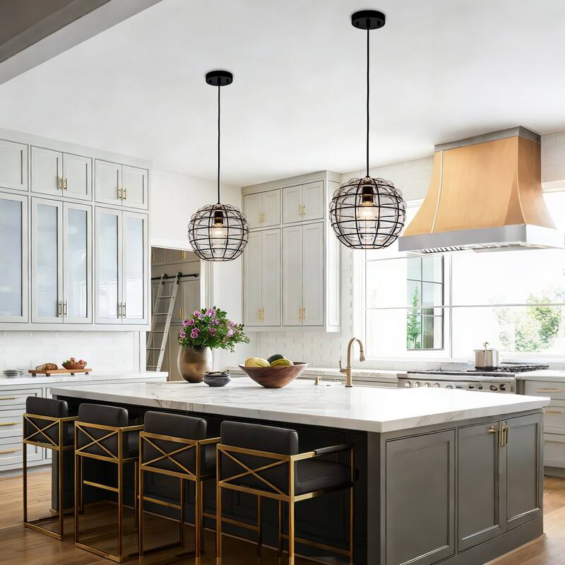 9.84 in. Industrial Clear Grid Glass Pendant Light