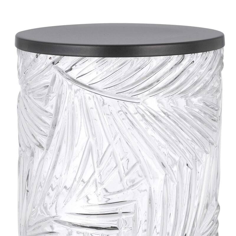 Hem 9 Inch Accent Lamp, LED, Leaf Pattern Glass Shade, Gray Metal Finish