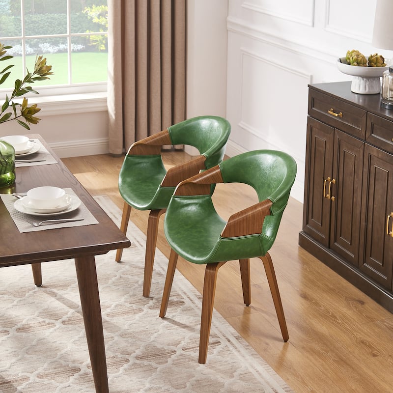 Art Leon Mid-century Modern Faux Leather Bentwood Dining Chair