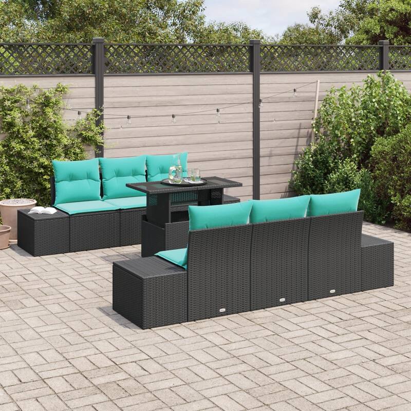 vidaXL 7 Piece Garden Sofa Set with Cushions - 94.1×24.4×27.2