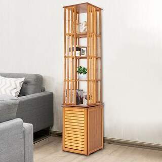 360° Rotating Storage Rack Corner Bamboo Book Shelves - Bed Bath ...