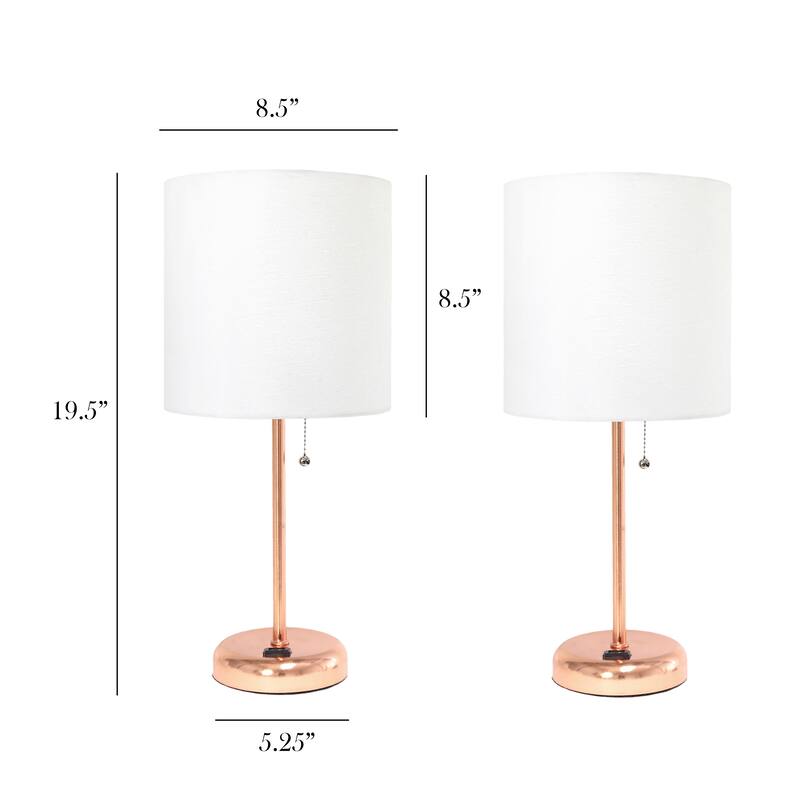 Simple Designs 19.5" 2 Pack Table Desk Lamp Set with Charging Outlet - 19.50