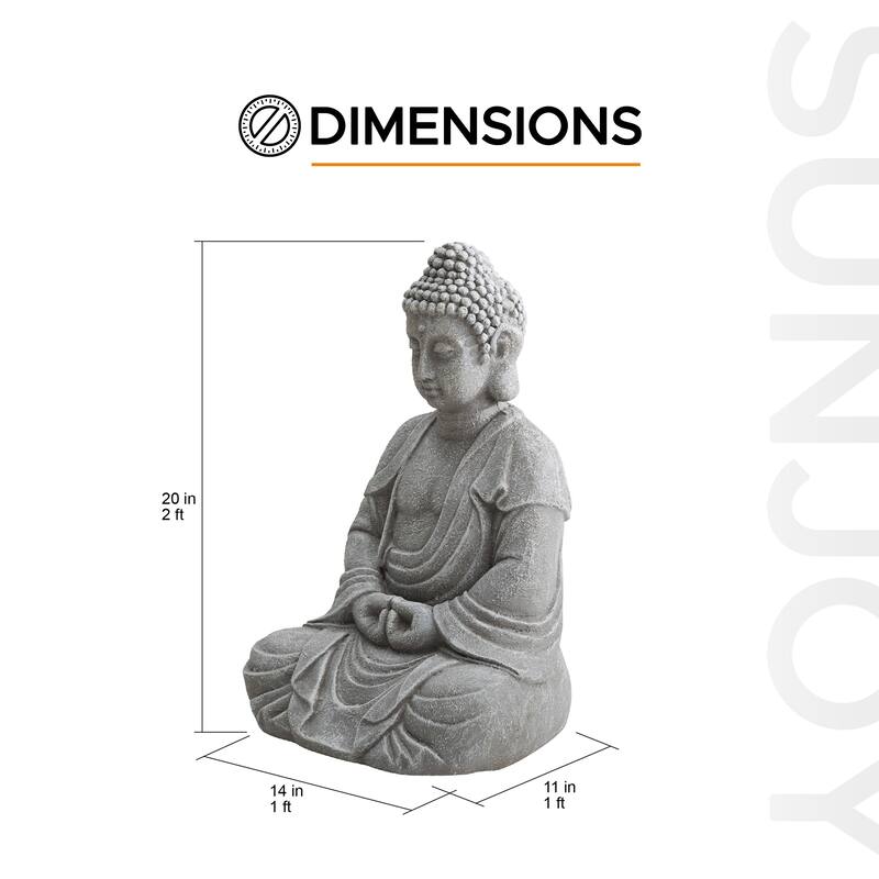 Outdoor Buddha Statue 20 Inch Large Sized Buddha Garden Statue Monk Sculpture Decorative Sunjoy